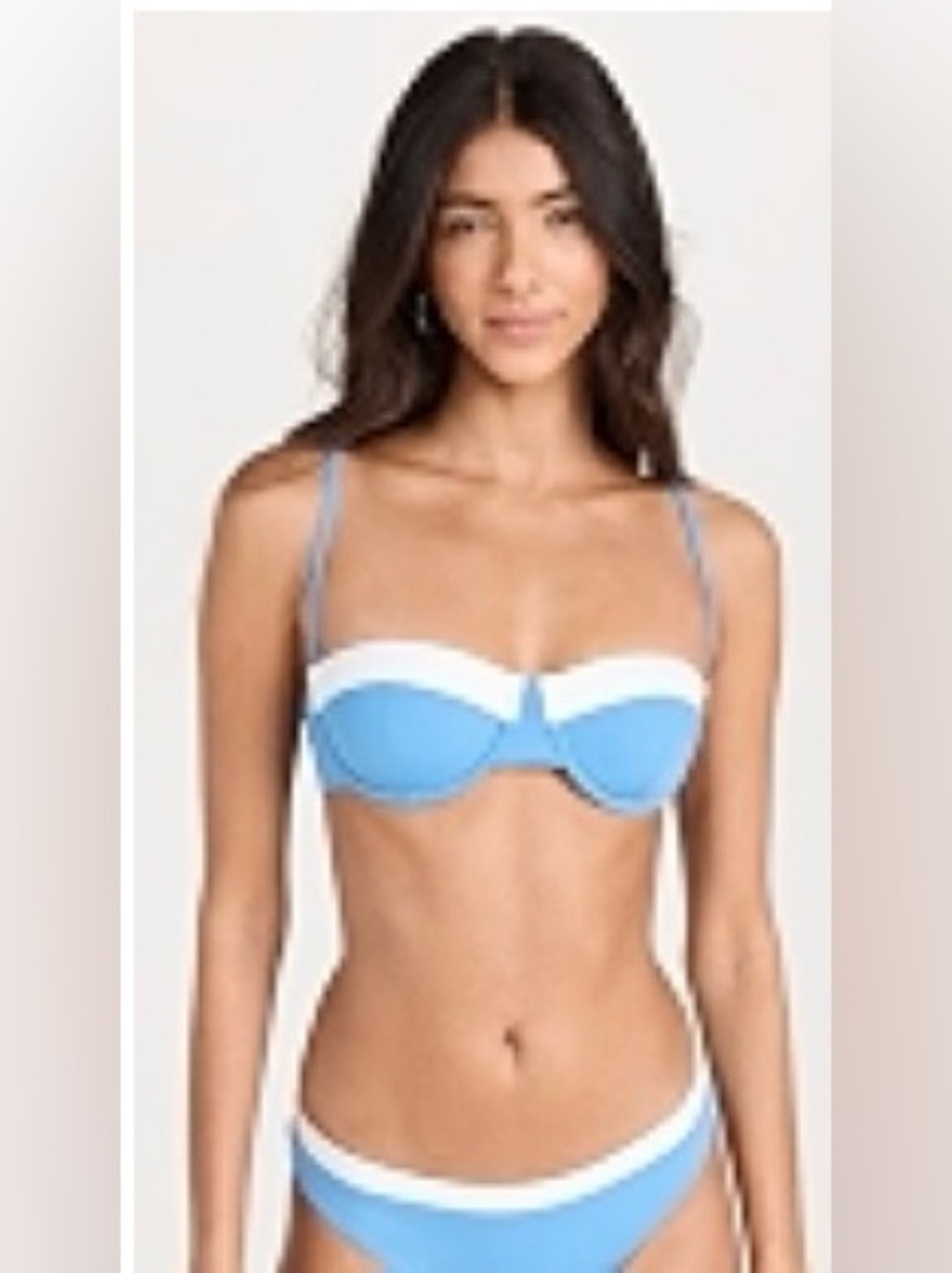 STAUD Azure and White Balconette Bikini Top